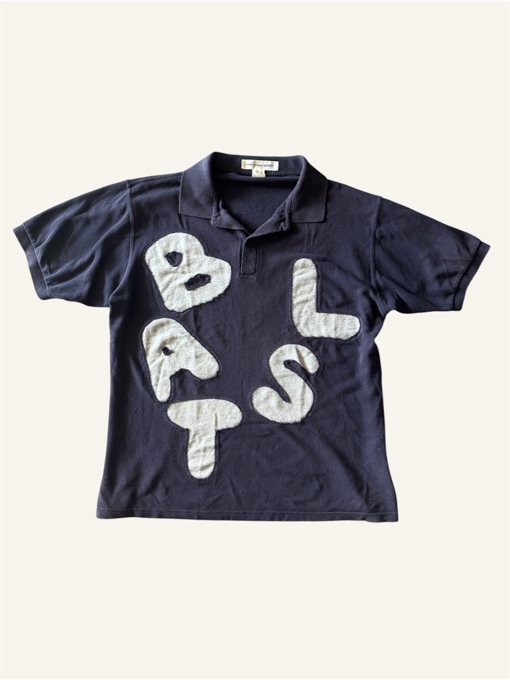 Rare Comme des Garçons Shirt Polo Applique Navy — Size L